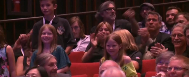 Children at the Nasa briefing who were born on the day New Horizons launched