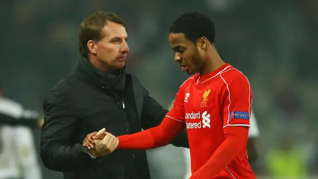 Liverpool manager Brendan Rodgers (left) and Raheem Sterling