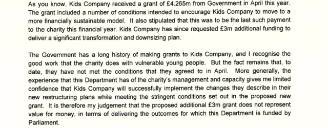 Section from Cabinet Office letter