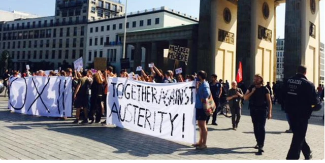 Anti-austerity protestors in Berlin today