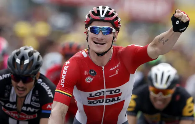 Andre Greipel celebrates