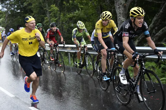 Geraint Thomas (right) during the Tour