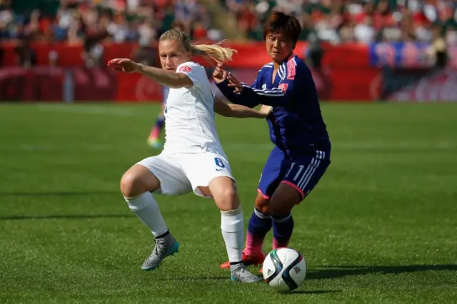 Laura Bassett makes a tackle