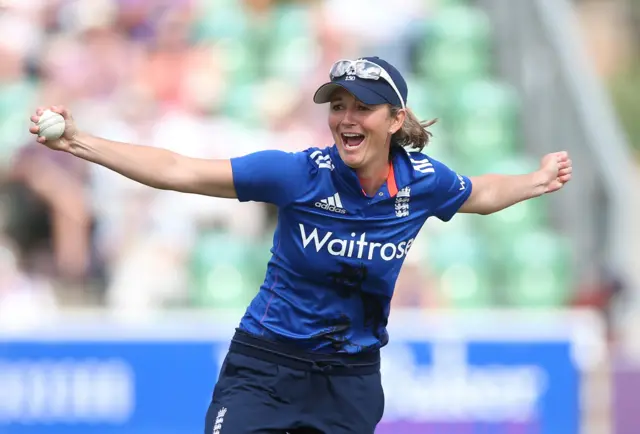 Charlotte Edwards celebrates