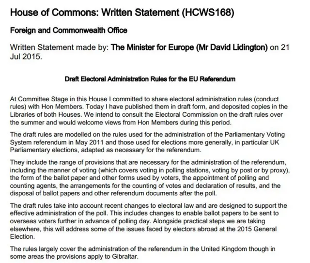 Written ministerial statement