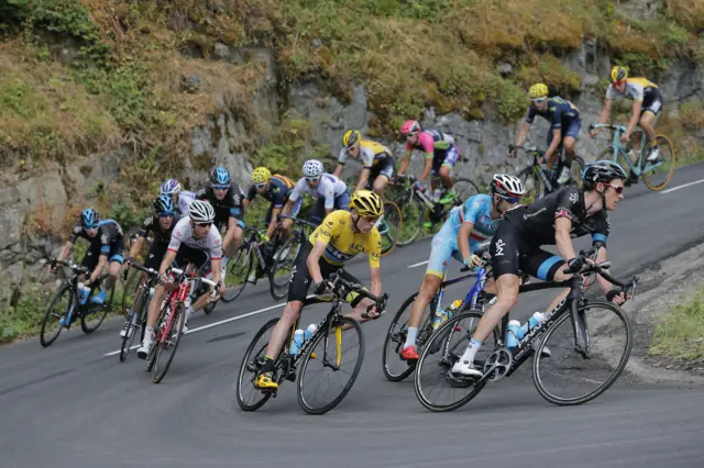 Chris Froome in the yellow jersey