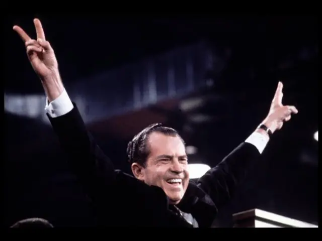 Richard Nixon following his resignation because of the Watergate scandal