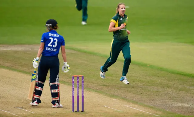 Charlotte Edwards is caught behind