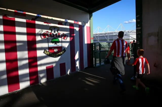 Southampton fans arrive for the Vitesse game