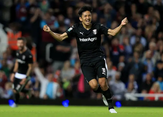 Takayuki Seto celebrates