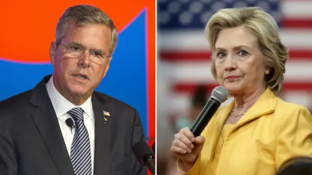 Republican presidential candidate Jeb Bush (left) and Democrat contender Hillary Clinton