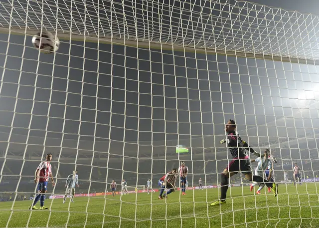 Sergio Aguero scores for Argentina against Paraguay