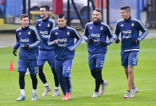 Argentina players train