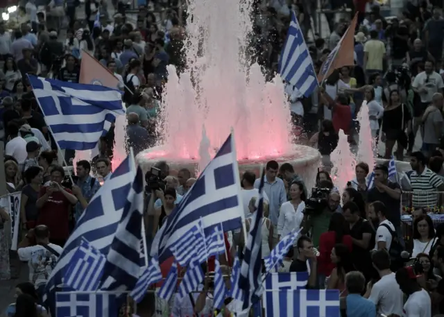 Scenes in Syntagma Square, Athens 5 July 2015