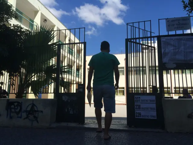 Voter arrives at Athens polling station