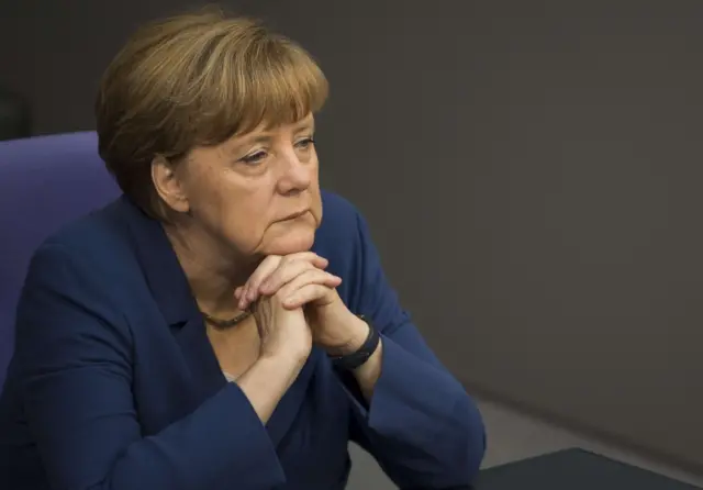 German Chancellor Angela Merkel attends a sitting of the Bundestag, Germany"s lower house of parliament in Berlin on July 3, 2015.