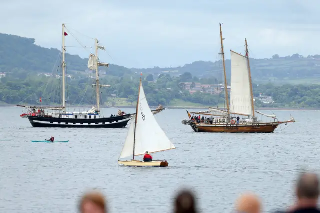 Ships sailing out of Belfast Lough