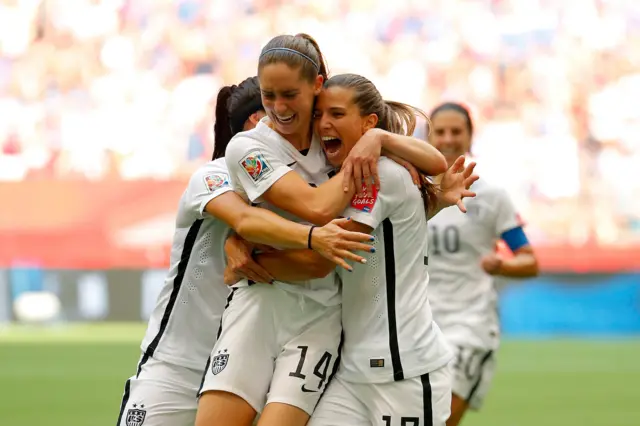 Tobin Heath celebrates