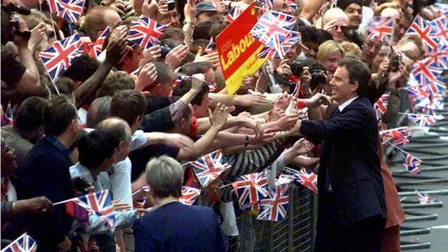 Tony Blair celebrating in 1997