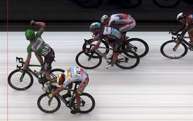 Mark Cavendish is beaten in a sprint finish