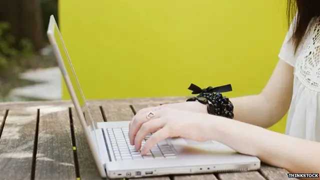 Girl on a computer