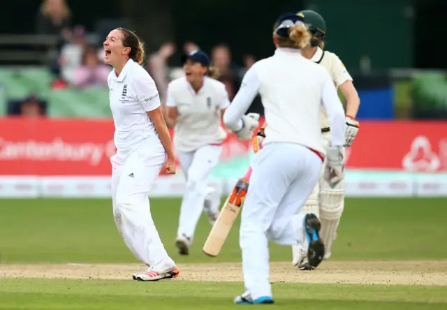 Kate Cross celebrates