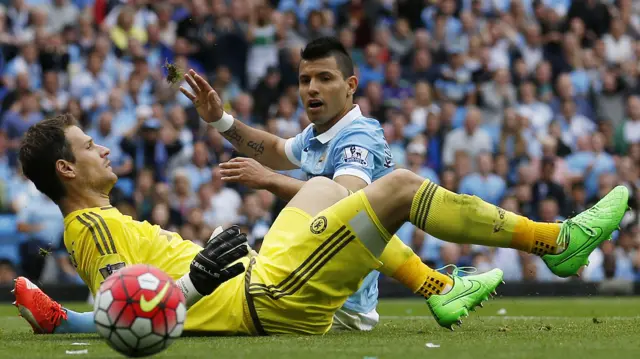 Asmir Begovic and Sergio Aguero