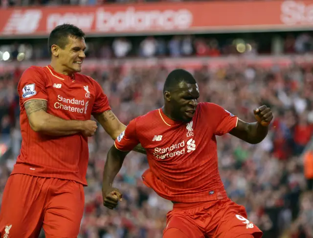 Benteke celebrates scoring the winner