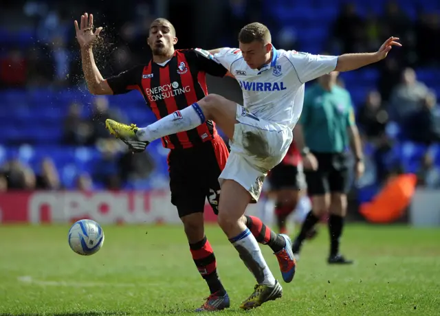 Lewis Grabban in action for Bournemouth against Tranmere