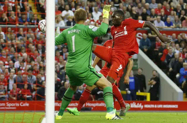 Christian Benteke gives Liverpool the lead