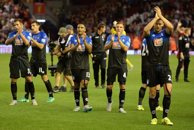 Bournemouth players applaud their fans