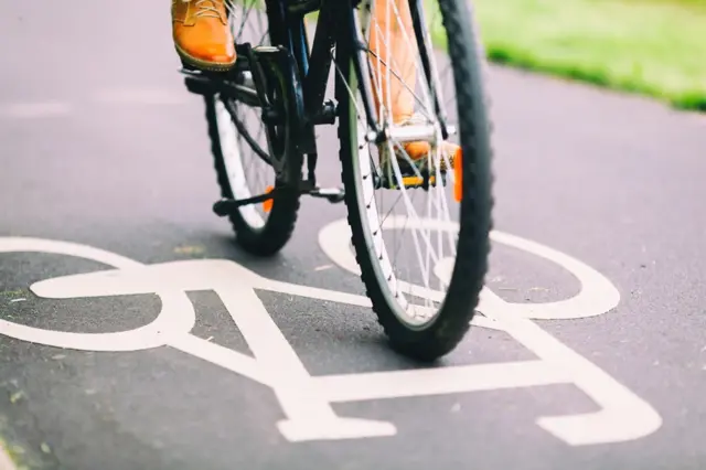 Cyclist on the path