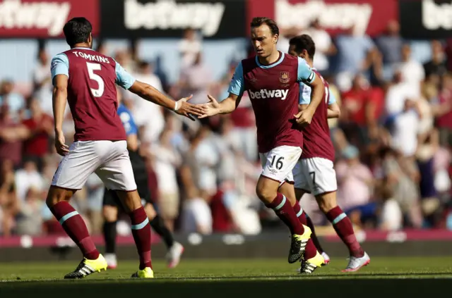 West ham's Marc Noble and James Tomkins