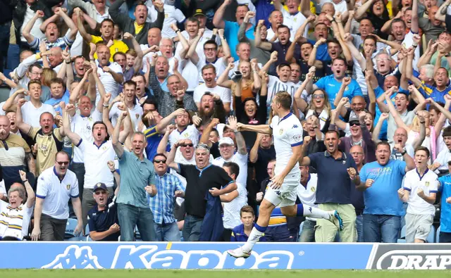 Leeds celebrate their equaliser