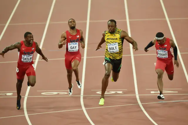 The finish line of the 100m