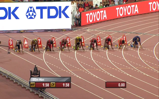 The start of the 100m final