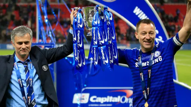 Chelsea celebrate winning the Capital One Cup