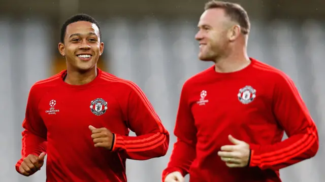 Memphis Depay and Wayne Rooney