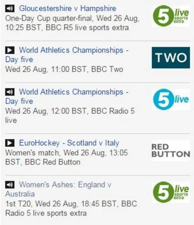 Live promos - BBC Sport