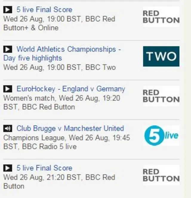 Live promos - BBC Sport