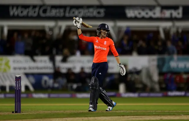 Sarah Taylor celebrates