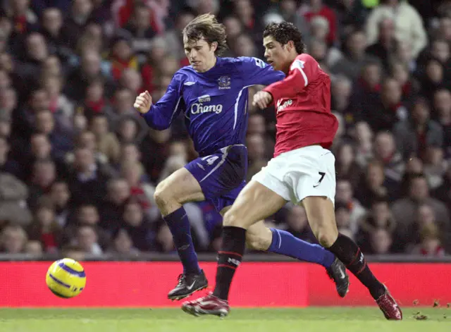 Kevin Kilbane and Cristiano Ronaldo