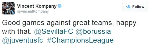 Vincent Kompany tweet