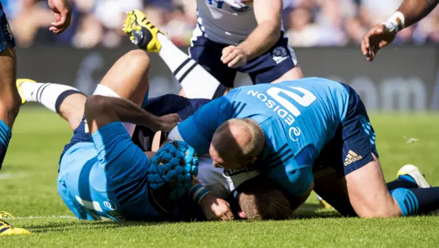 John Barclay scores a try