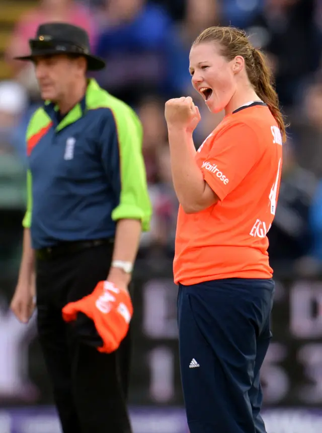Anya Shrubsole celebrates