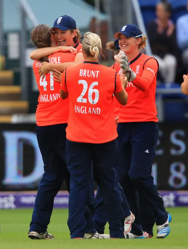 Charlotte Edwards celebrates