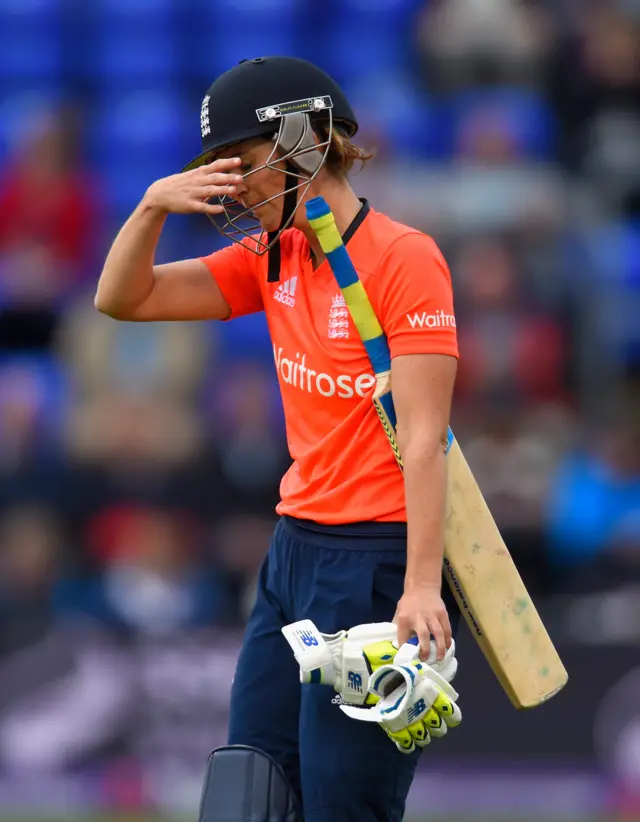 Charlotte Edwards reacts