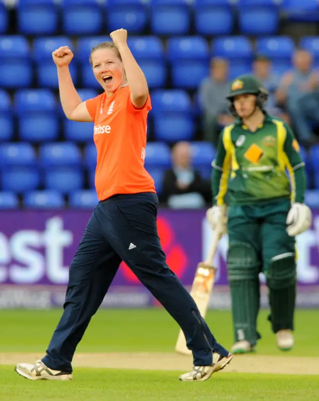 Anya Shrubsole celebrates
