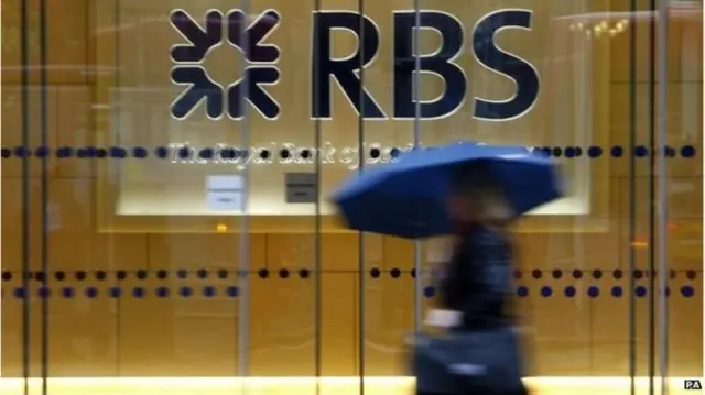 Woman walking past RBS bank