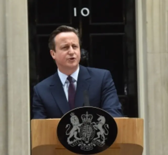 David Cameron at podium outside Downing Street